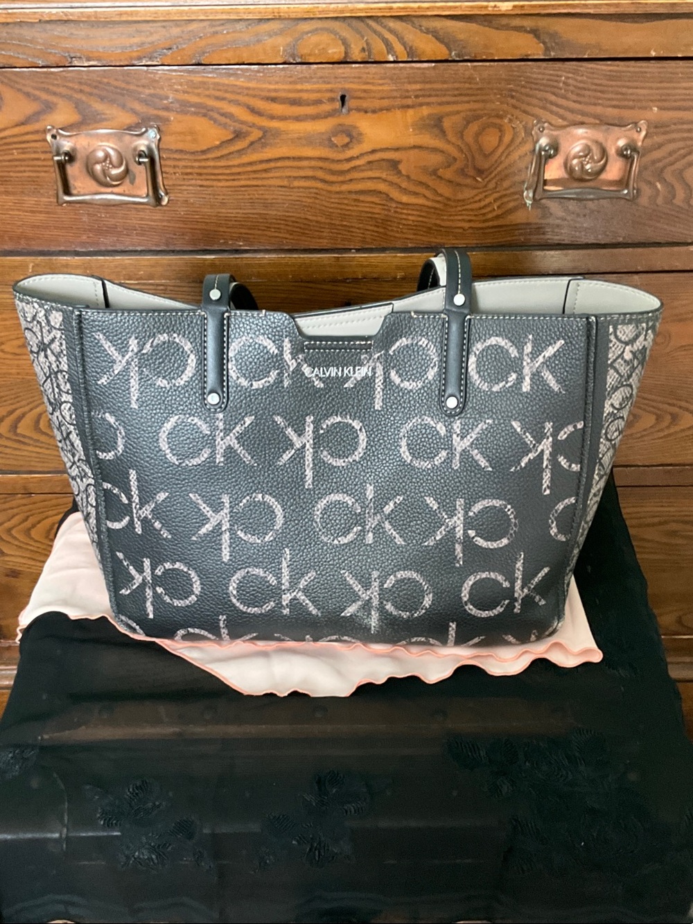 Calvin Klein Monogram Shoulder Tote Bag